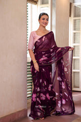 Rabia Purple Georgette Saree